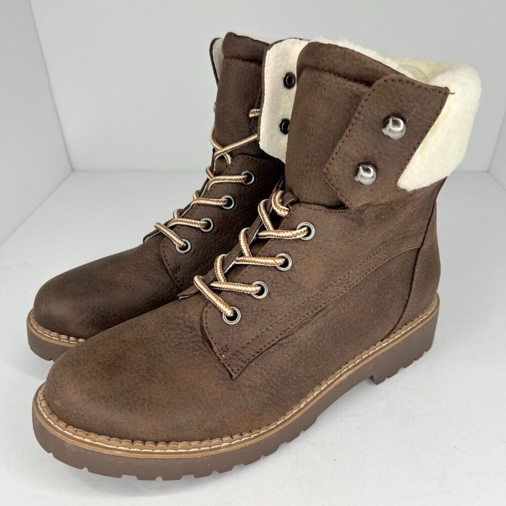 Magellan Outdoor Womens 167844 Faux Suede Leather Fur Lace Up Size 10M Boots